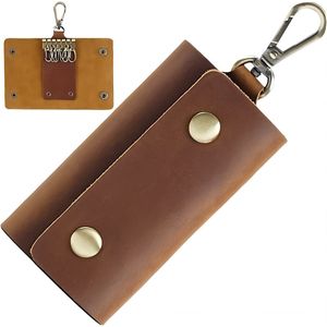 Leren Sleutel Organizer & Kaartenhouder - Sleutelhanger - Vegan Leer Sleutelmapje - Key Organizer Keychain Holder - Karabijnhaak Sleutelhouder - Sleuteletui Heren - Karabijnsluiting Sleutelbos opberger - Dames Sleutel Hanger - Tot 10 Sleutels