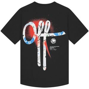 Off The Pitch - Ornament Slim Fit T-Shirt - Zwart