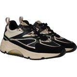 Cruyff - Madina - Sneakers - Zwart - Leer en Mesh - Goudkleurige Accenten