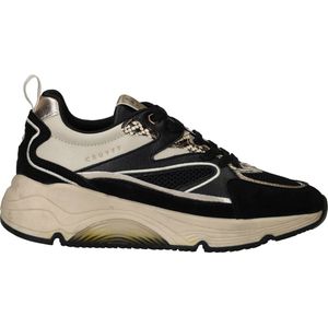 Cruyff - Madina - Sneakers - Zwart - Leer en Mesh - Goudkleurige Accenten