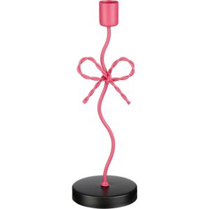 Mica Decorations - Kandelaar Strik - Roze/Zwart - 8 x 7 x 25 cm