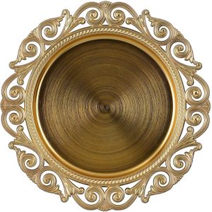 House of Seasons Kaarsenbord/onderbord - goud - D32,5 x H2 cm - gerecycled plastic - rond
