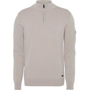 Born with appetite Trui beige (Maat: M) - Effen - Halslijn: Opstaande kraag met rits,