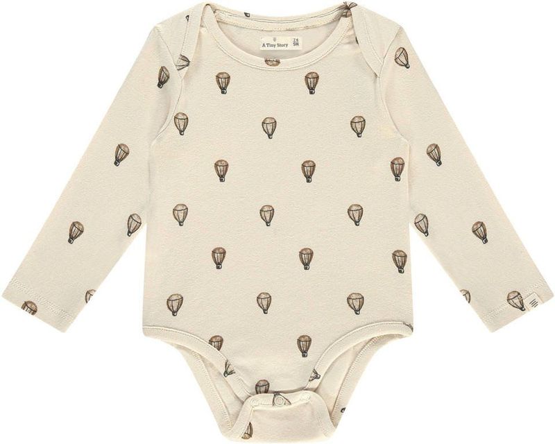 A Tiny Story - Romper - Ecru/Bruin - Katoen/Modal/Elastaan