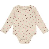 A Tiny Story - Romper - Hartjesprint - Ecru/Rood