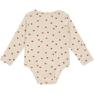 A Tiny Story - Romper - Hartjesprint - Ecru/Rood