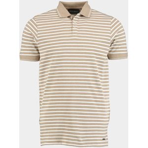 Scotland Blue - Liam Stripe Polo - Korte Mouw - Camel - Model 25108LI17SB/830