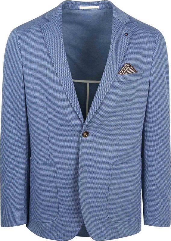 Suitable - Colbert - Blauw - Face Print - Heren Blazer