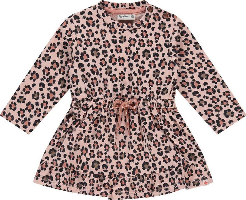 Babyface - Jurk - Roze - Lange Mouwen - Ronde Hals - Drukknoopsluiting