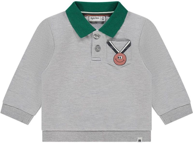 Babyface - Sweater - Grijs - Regular Fit - Polo Kraag - Lange Mouwen