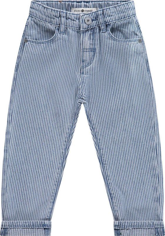 Stains&Stories - Jeans - Blauw - High Waist - Wijd van Pasvorm