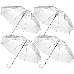 Transparante Paraplu - 4 Stuks - Doorzichtig - Voor Volwassenen - Ø 94 cm