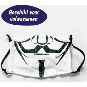 Wasbaar Mondkapje Halloween Anonymous - Stoffen Mondkapjes Wasbaar - Mondkapje Wasbaar met Print - Met Filter - Grappige Mondkapjes - Mondmasker Wasbaar - Halloween Masker