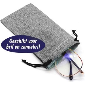Brillenhoesje - Polyester met Microfiber Binnenkant - Zonnebril Hoes - Zonnebrillen Etui - Grijs