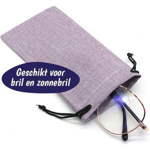 Brillenhoesje - Polyester met Microfiber Binnenkant - Zonnebril Hoes - Zonnebrillen Etui - Paars