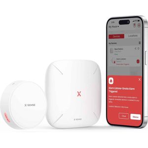 X-Sense SAL51 Smart Alarm Listener set - Listener en SBS50 Base Station - Luisteraar voor rookmelder en koolmonoxidemelder en hittemelder - Werkt via app - WiFi gateway - Draadloos RF koppelbaar - Smart Home - Brandalarm