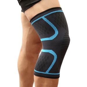 Compressie Knie Brace I Kniesteun I Kniebeschermer I Kniebandage I Knee Support I 1 Stuk I Blauw Zwart I Maat L