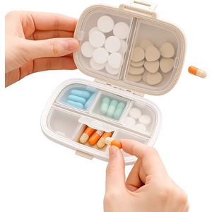 Medicijnendoosje I Pillendoosje I Pillendoos I 8 vakken I Verzegeld I Beige