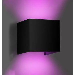 LED Wandlamp - Velvalux - Up & Down - 9W - Smart WiFi + Bluetooth - RGBW - Dimbaar - Instelbare Stralingshoek - Kubus - Zwart - Voor Buiten en Binnen - Waterdicht IP65