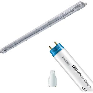 LED Waterdichte TL Armatuur met T8 Buis - Velvalux Strela - 120cm - Enkel - Koppelbaar - Waterdicht IP65 - Philips - CorePro LEDtube EM 840 - 14.5W - Natuurlijk Wit 4000K | Vervangt 36W