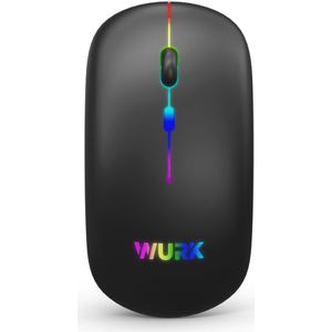 Wurk Draadloze RGB Muis – Oplaadbaar – Bluetooth 4.0 – 2.4GHz – USB – Draadloos – Computermuis – Laptop – PC – Zwart