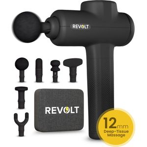 Revolt - Massage Gun Pro - Massage Apparaat - Zwart - 6 Opzetstukken
