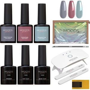 Moods Gellac - BIAB Starter Pakket - Grey Nude - Builder in a Bottle - BIAB Nagellak - Inclusief UV/LED Lamp en Accessoires