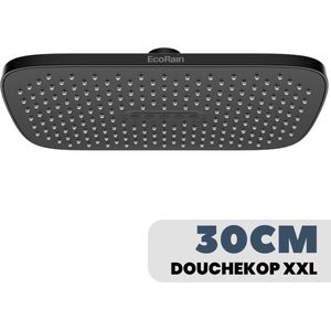 EcoRain© Regendouchekop Mark XL 30 cm - Waterbesparend - Hoofddouche - Rechthoek - Zwart