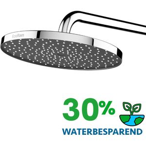 EcoRain© Waterbesparende Regendouchekop Jet 25 CM Rond Chroom - 30% Waterbesparend - Hoge Waterdruk - Betere Huid Hoofddouche - Moderne Regendouche - Waterbesparende Douchekop - Roestvrij Staal - Universele Aansluiting - Grote Anti-kalk Douchekop