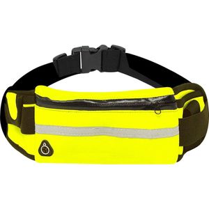 Running Belt - Verstelbaar - Geel - Hardloopriem - Hardloop Heupband - Hardloop Tasje - Sport Heupband Telefoon - Sport Heuptas - Uitgang voor Koptelefoon Aansluiting - Opbergen Sleutels