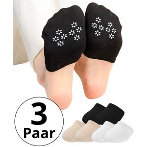 Malinsi - Teensokken - Zwart Beige Wit - 3-Pack - Antislip - Yoga Pilates