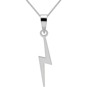 Zilveren ketting met hanger, bliksemschicht