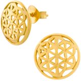Zilveren oorbellen | Oorstekers | Gold plated oorstekers, opengewerkte cirkel