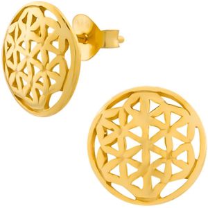 Zilveren oorbellen | Oorstekers | Gold plated oorstekers, opengewerkte cirkel