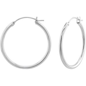 Oorbellen 925 Zilver - Oorringen - Zilveren Oorringe - Brede Ban - 30mm