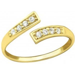 Teenringen | Gold plated teenring, opengewerkt met kristallen