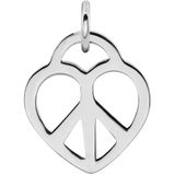 Zilveren hanger, peace teken in de vorm van hart