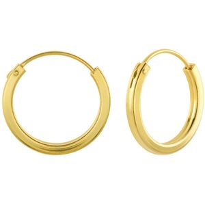 Oorbellen 925 zilver | Oorringen | Gold plated oorringen, 18 mm, 2 mm dik