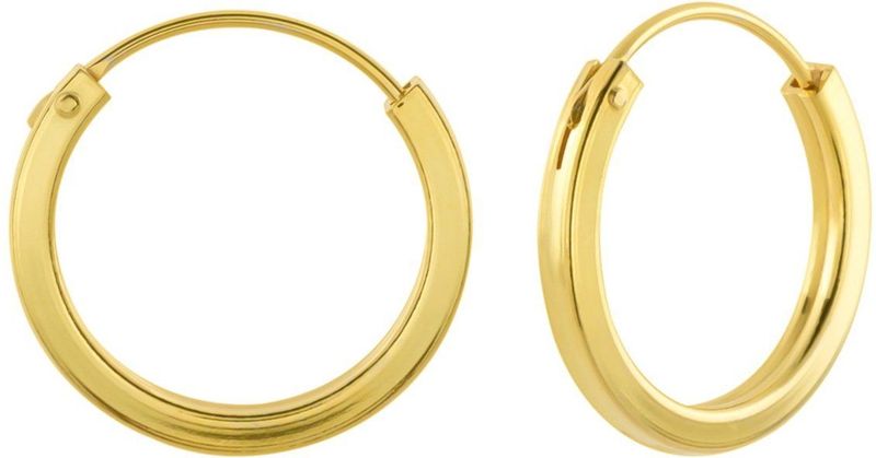 Oorbellen 925 zilver | Oorringen | Gold plated oorringen, 18 mm, 2 mm dik