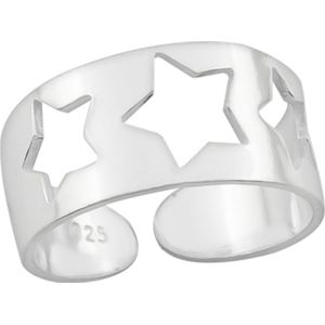 WeLoveSilver - Zilveren Teenring - Opengewerkte Sterren - 925 Sterling Zilver