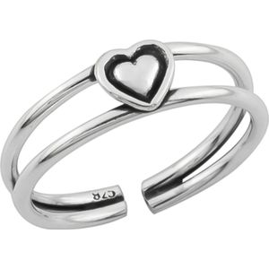 WeLoveSilver - Zilveren Teenring - Dubbele Band - Hart - 925 Sterling Zilver