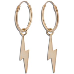 Oorbellen Rosé Gold plated | Oorringen met hanger | Rosé Gold plated oorringen met hanger, bliksemschicht