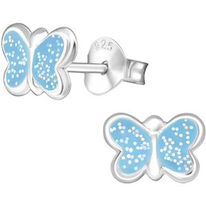 Zilveren oorstekers, vlinder met glitters