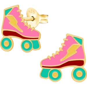 WeLoveSilver - Rolschaats Oorbellen - Roze Groen Goud - 925 Sterling Zilver