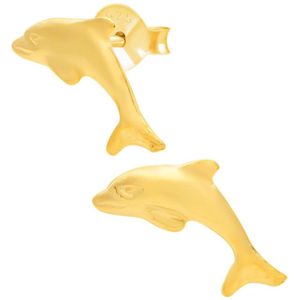 Oorbellen zilver | Oorstekers | Gold plated oorstekers, dolfijn