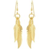Gold plated oorhangers, dubbele veren