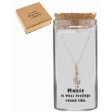 Gift box, ketting in flesje, G-sleutel muzieknoot
