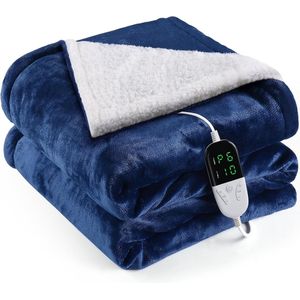 Elektrische Omslagdeken - Fleece - Blauw - 120 Watt - 1 Persoon