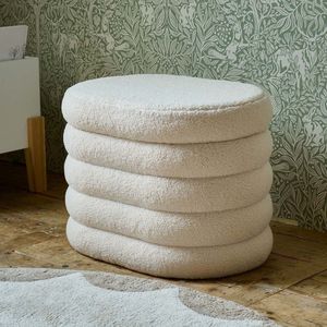 Petite Amélie - Poef - Beige - Teddy - Opbergpoef met Zachte Stof