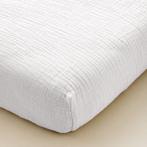 Petite Amélie - Mousseline - Hoeslaken - Wit - 100% Biologisch Katoen - 60x120 cm